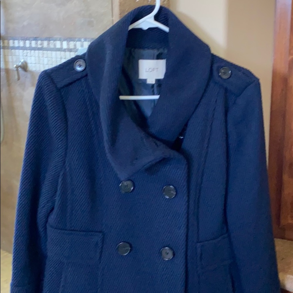 Navy Loft Wool Blend Peacoat
